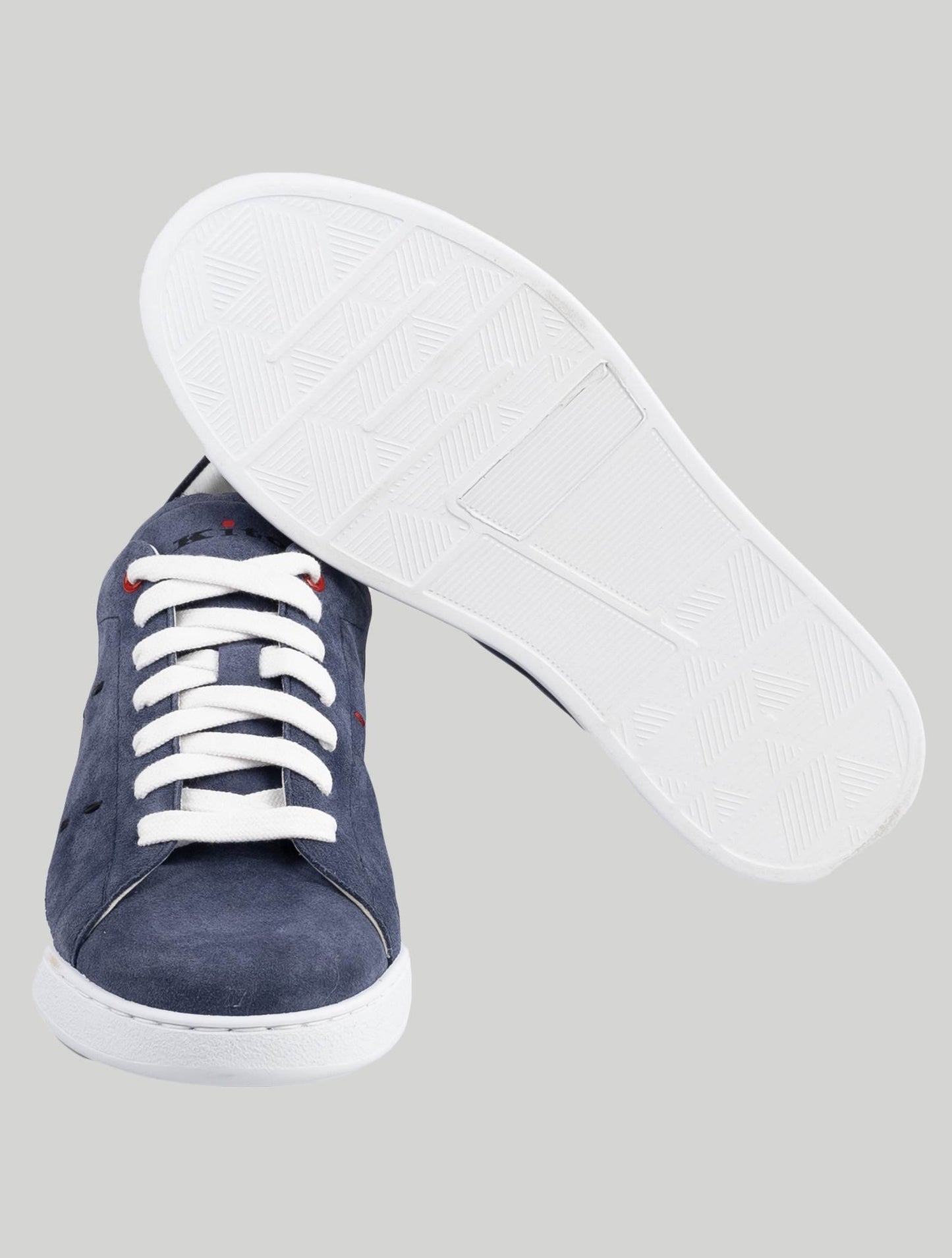 Kiton Blue Leather Suede Sneakers