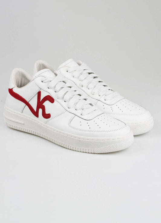 KNT Kiton Sneaker aus weißem rotem Leder