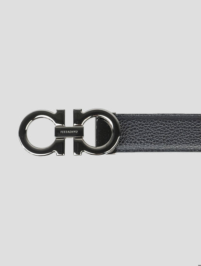 Ferragamo Black Blue Leather Reverse Belt