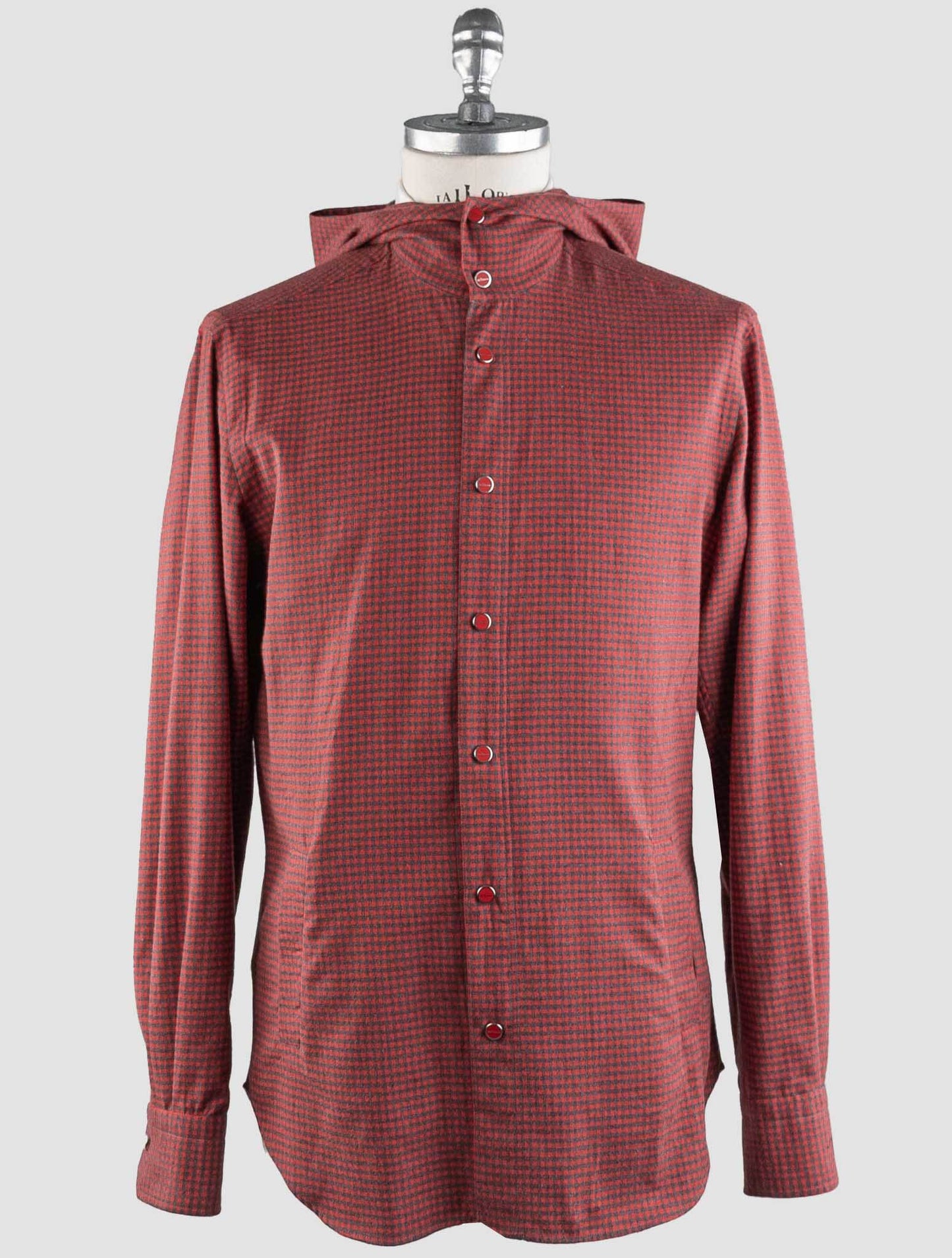 Kiton rød grå bomullsskjorte Mariano