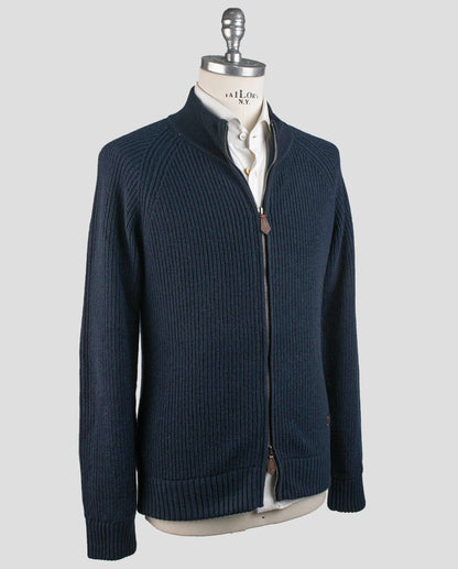 Isaia Blue Cashmere Sweater Bomber