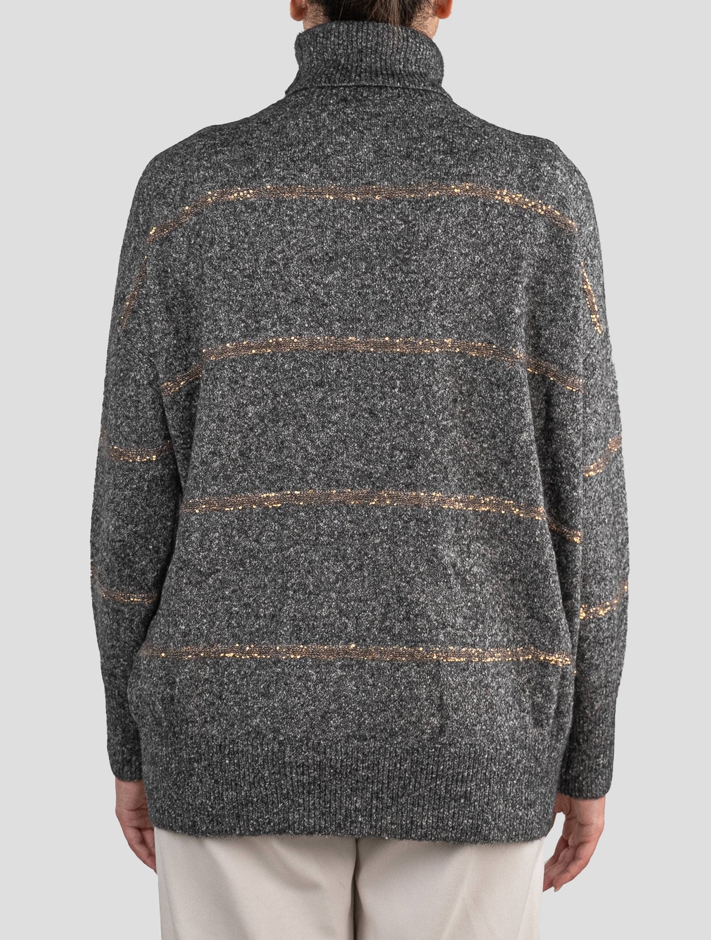 Brunello Cucinelli Gray Wool Mohair Sweater Turtleneck