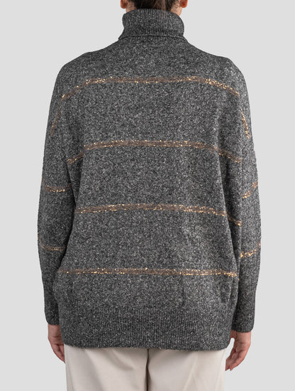 Brunello Cucinelli Gray Wool Mohair Sweater Turtleneck