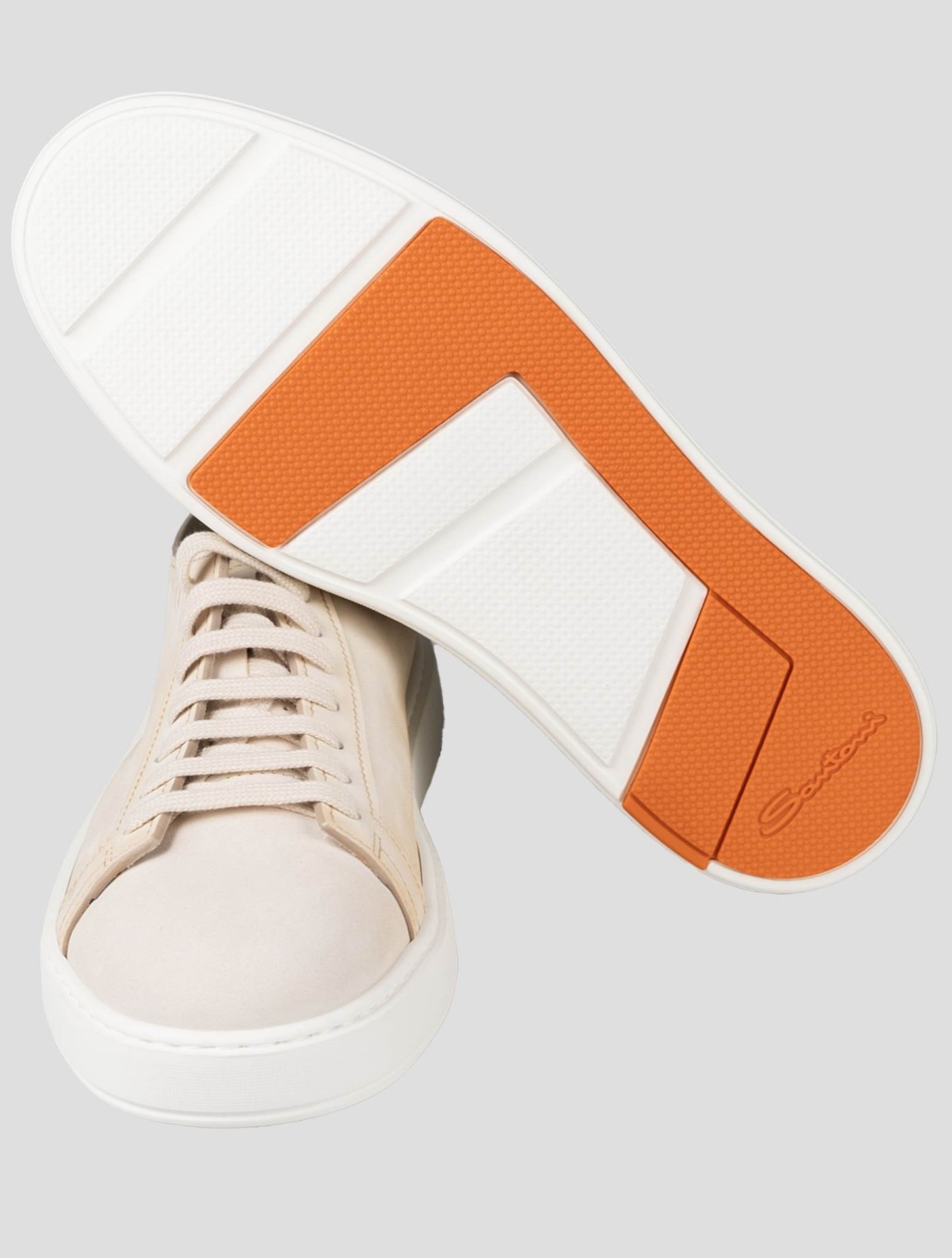 Santoni Beige Läder Suede Sneakers