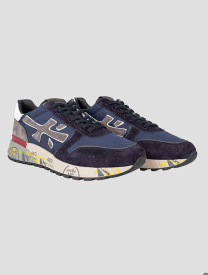 Premiata Black Blue Leather Suede Pa Sneakers