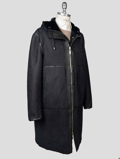 Parka en cuir de mouton bleu Zilli