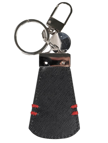 Porte-clés en cuir noir Kiton