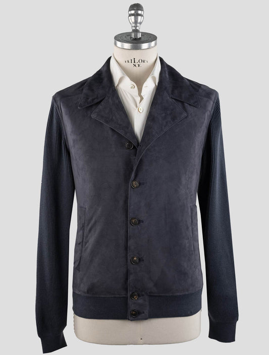 Brunello cucinelli modrý kožený bavlněný kabát