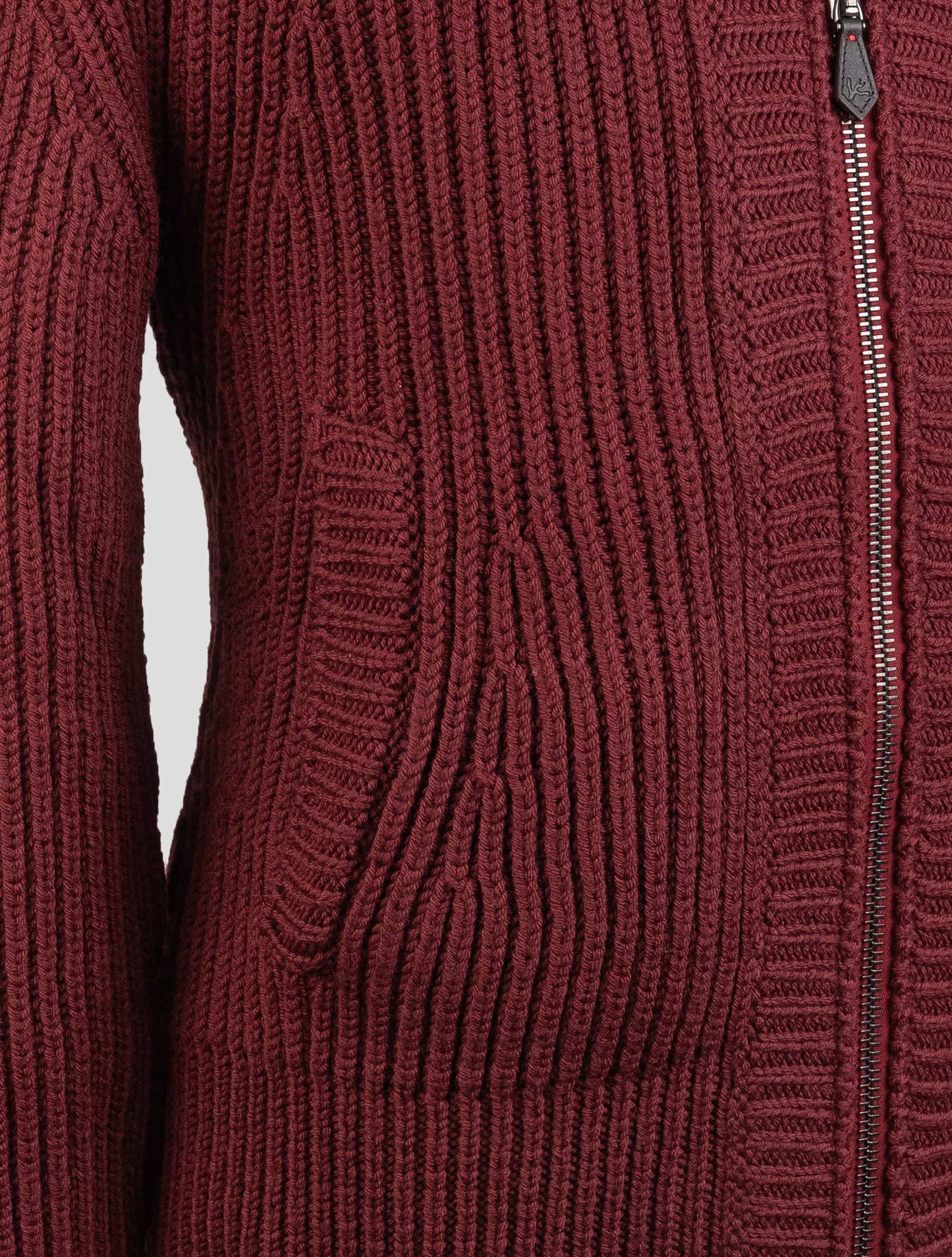 Isaia Burgundy Wool Sweater Bomber