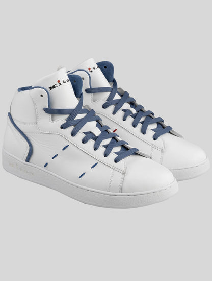Kiton White Light Blue Leather Sneakers