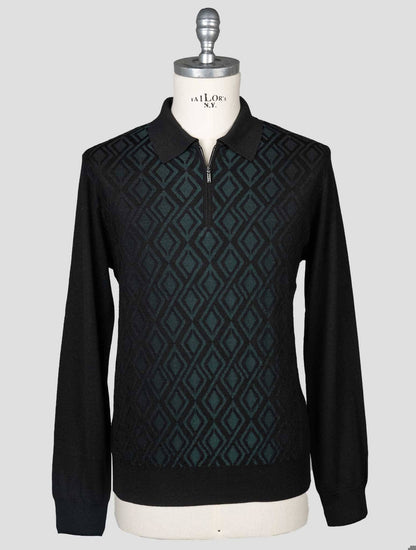 Zilli Black Green Wool Silk Cashmere Svetr Polo