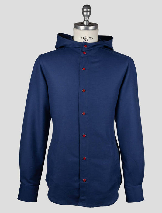 Kiton Blue Cotton Cashmere Shirt Mariano