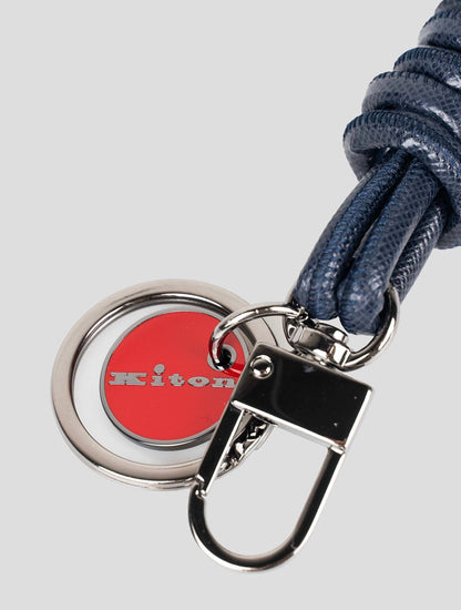 Kiton Blue Navy Leather Keychain