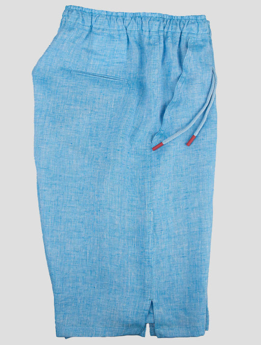 Pantalon court en lin bleu clair Kiton