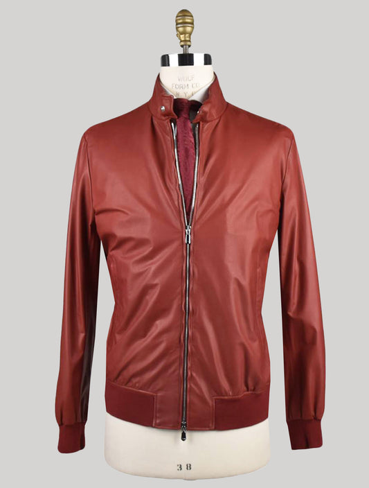 Красное кожаное пальто Cesare Attolini