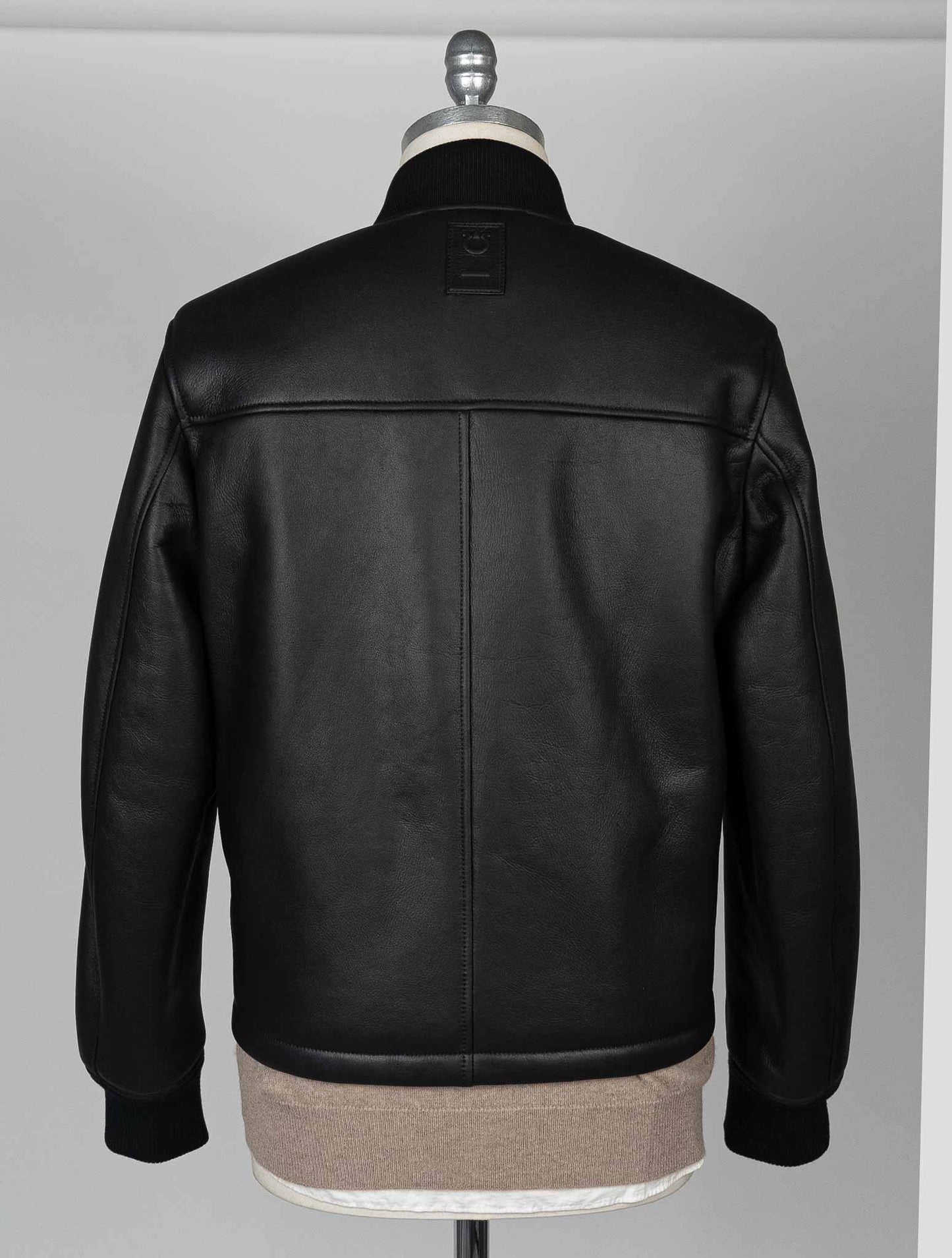 Ferragamo Black Leather Shearling Coat