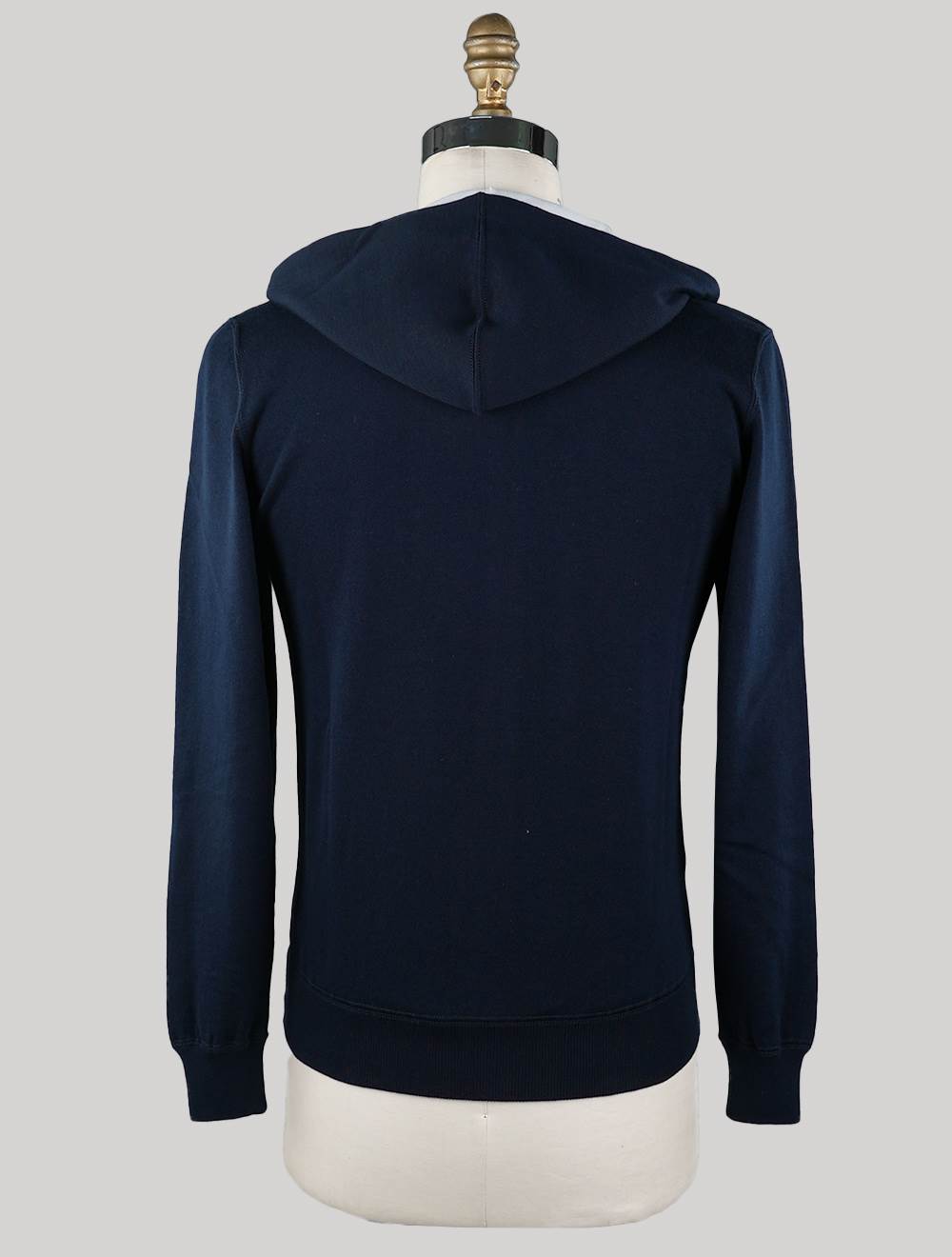 Kiton Blue Cotton Sweater Full Zip