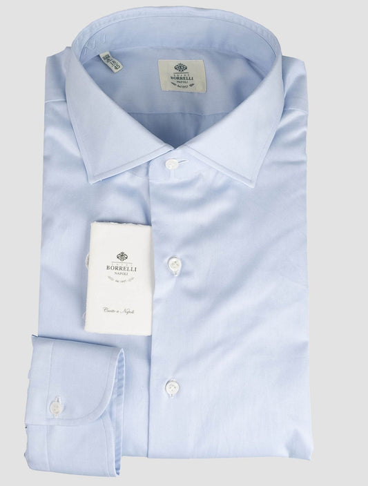 Camisa de algodón azul claro Luigi Borrelli
