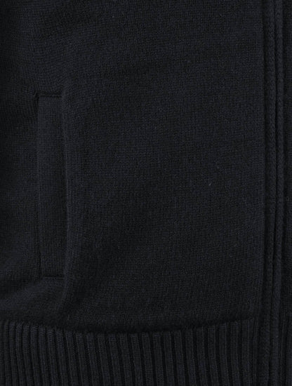 그란 사소 블랙 캐시미어 가짜 모피 Pl 스웨터 코트