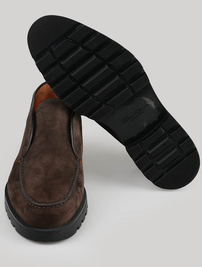 Santoni Castanho Castanho Castanho Camurça Camurça Loafers