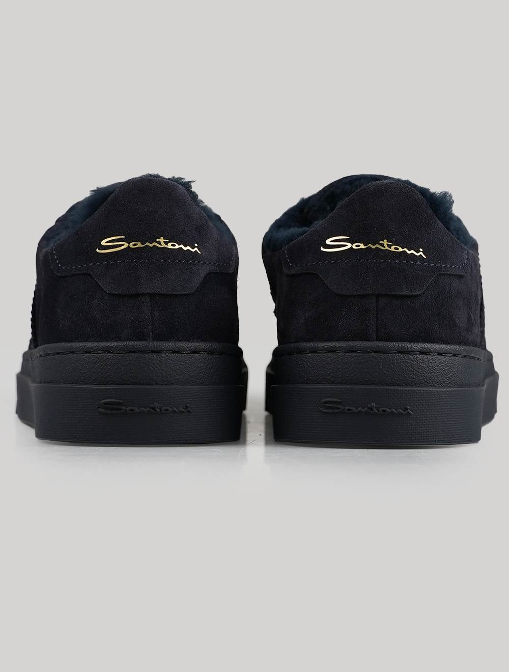 Santoni Sneaker aus blauem Leder aus Wildleder und Schaffell