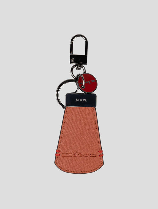 Kiton Ligt Brown Leather Keychain