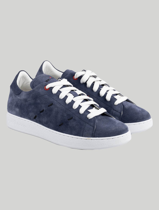 Kiton Blue Leather Suede Sneakers
