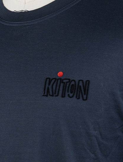 Kiton Blauw Navy Katoen T-shirt
