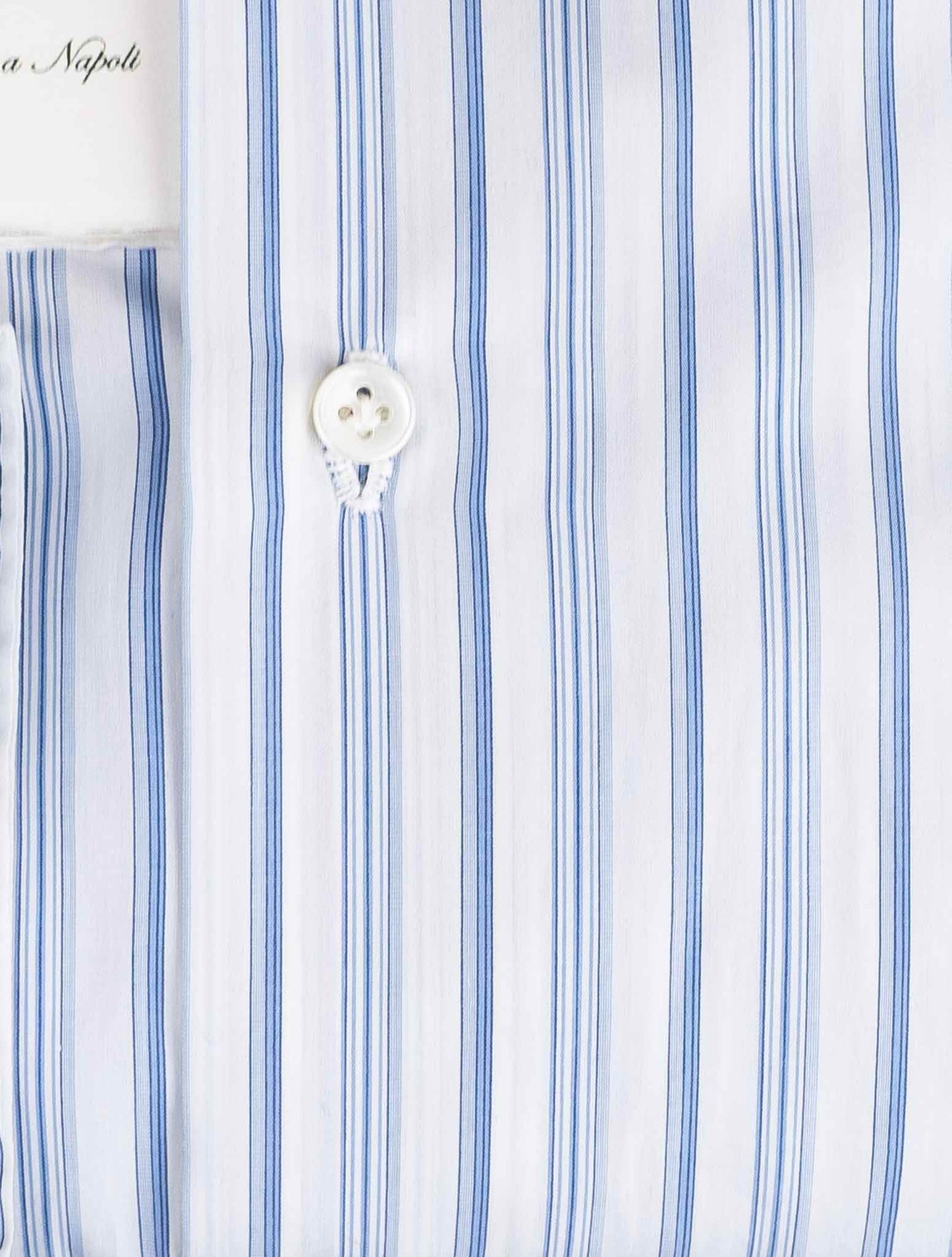 Luigi Borrelli Blauw wit katoenen overhemd