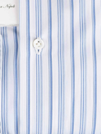 Luigi borrelli modrá bílá bavlněná košile
