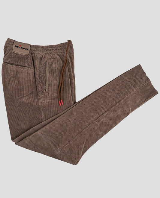 Kiton Light Brown Cotton Cashmere Velvet Pants