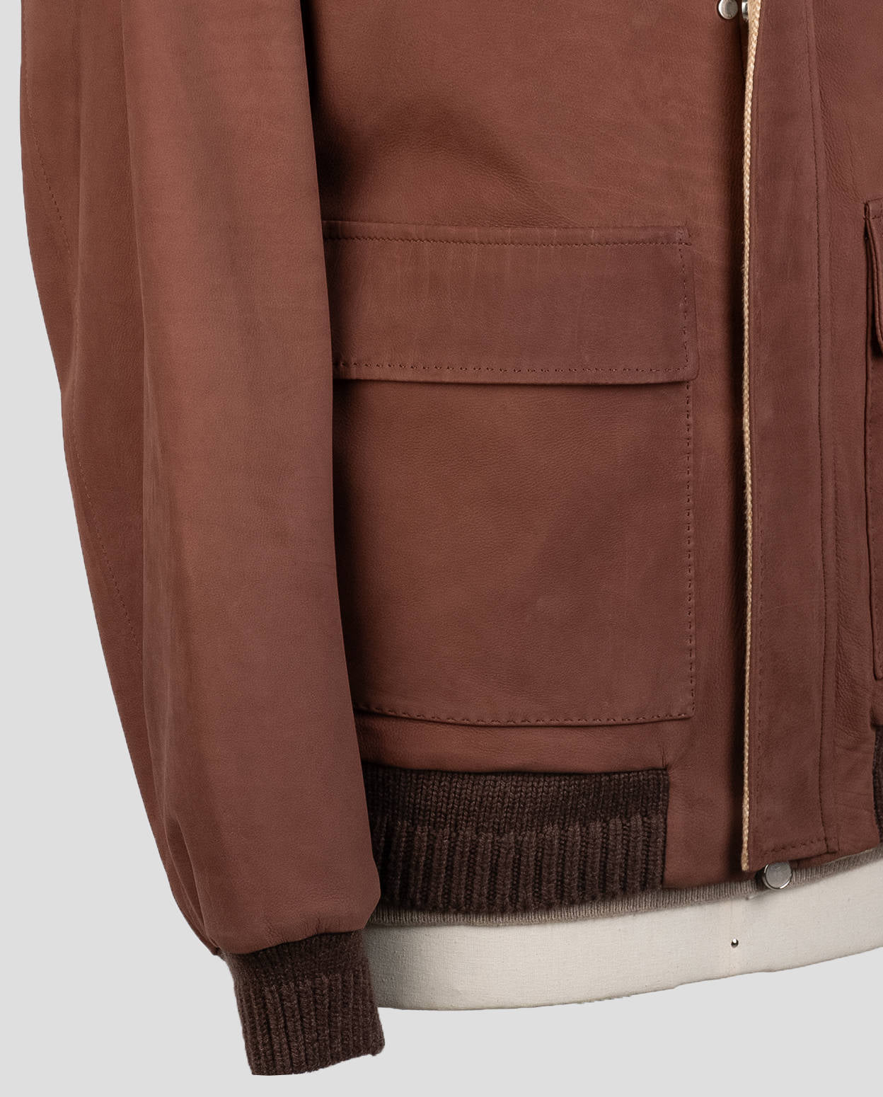 Kiton Leather Vicuna Perù Cashmere Coat