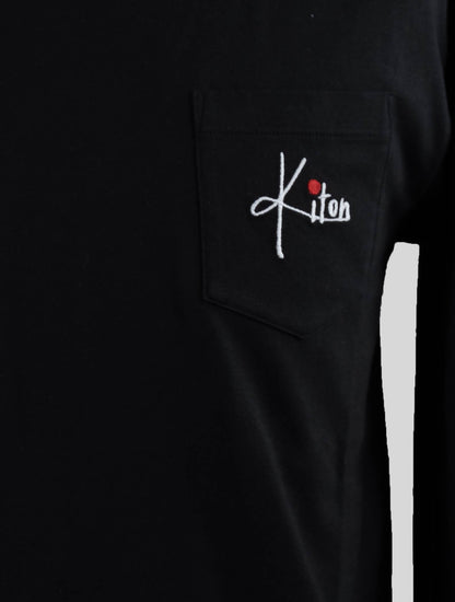 Kiton melna kokvilnas t-krekls ar garām piedurknēm