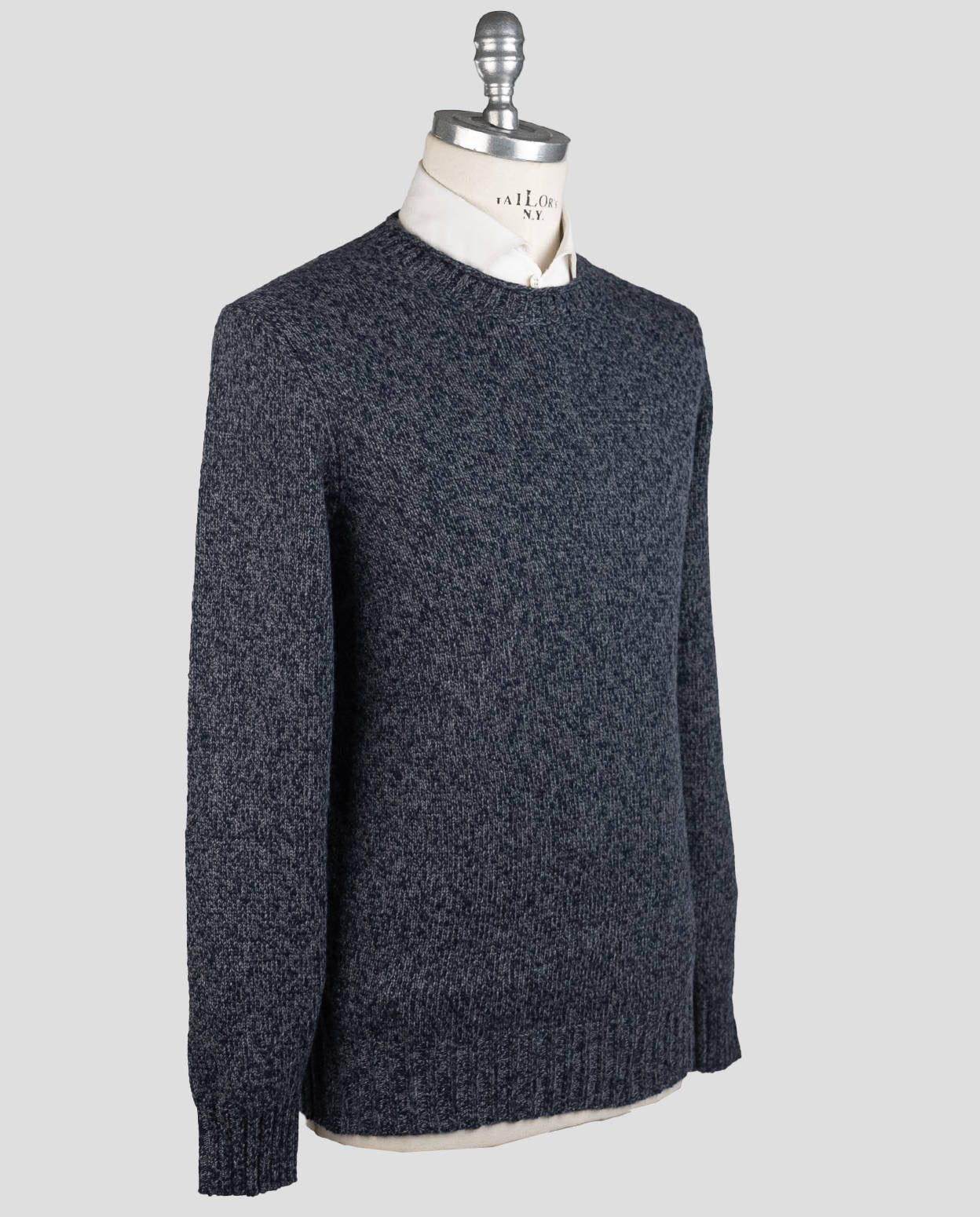 Brunello Cucinelli Blue Lambswool Cashmere Sweater Crewneck