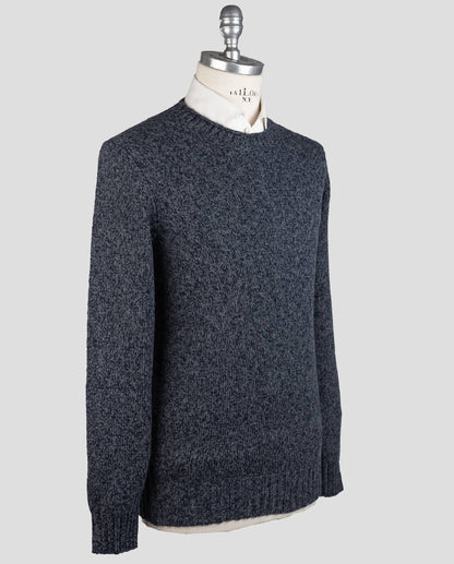 Brunello Cucinelli Blauer Lambs wolle Kaschmir pullover mit Rundhals ausschnitt