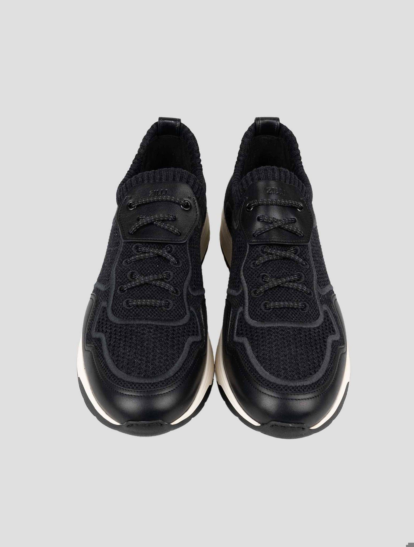 Zilli Black Cotton Leather Sneakers