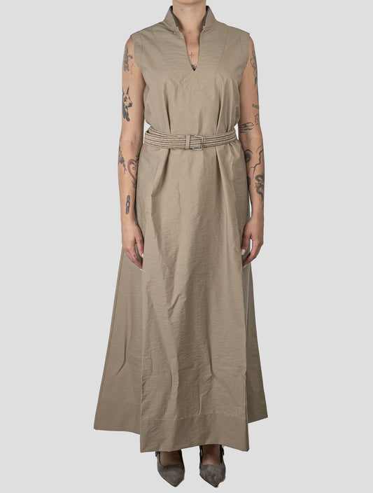 Brunello Cucinelli Beige Cotton Pa Dress
