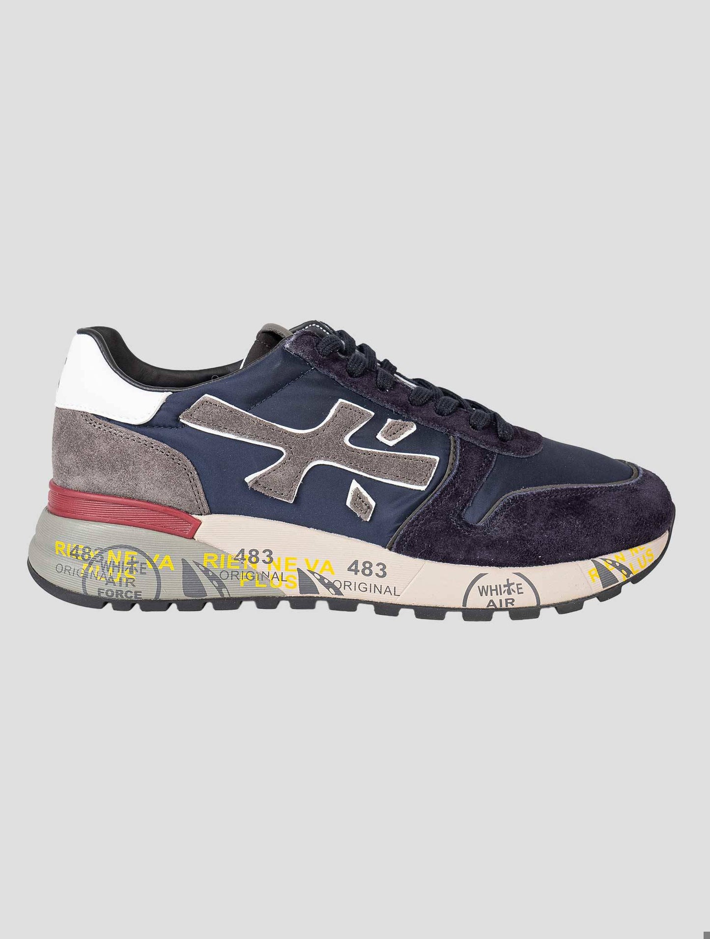 Premiata Black Blue Leather Suede Pa Sneakers