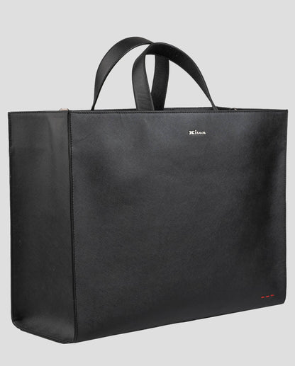 Kiton Black Leather Business Bag