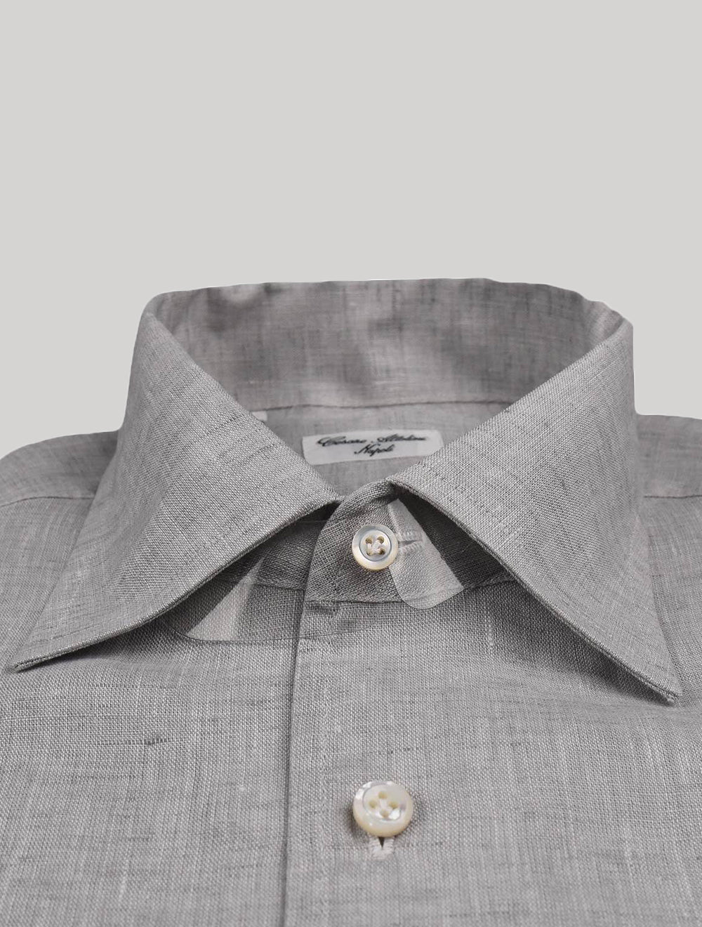 Cesare Attolini grijs linnen overhemd