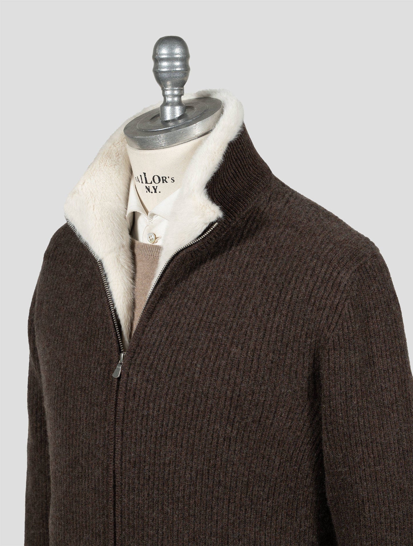 Barba Brown Cashmere With Fur Coat