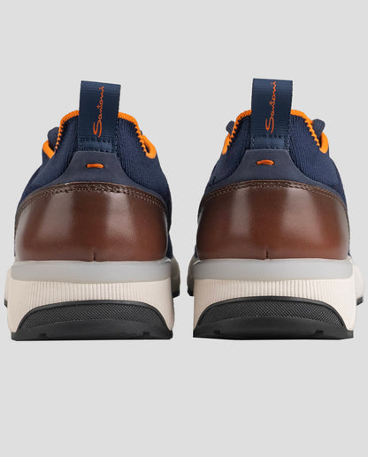 Santoni blue wool sneakers