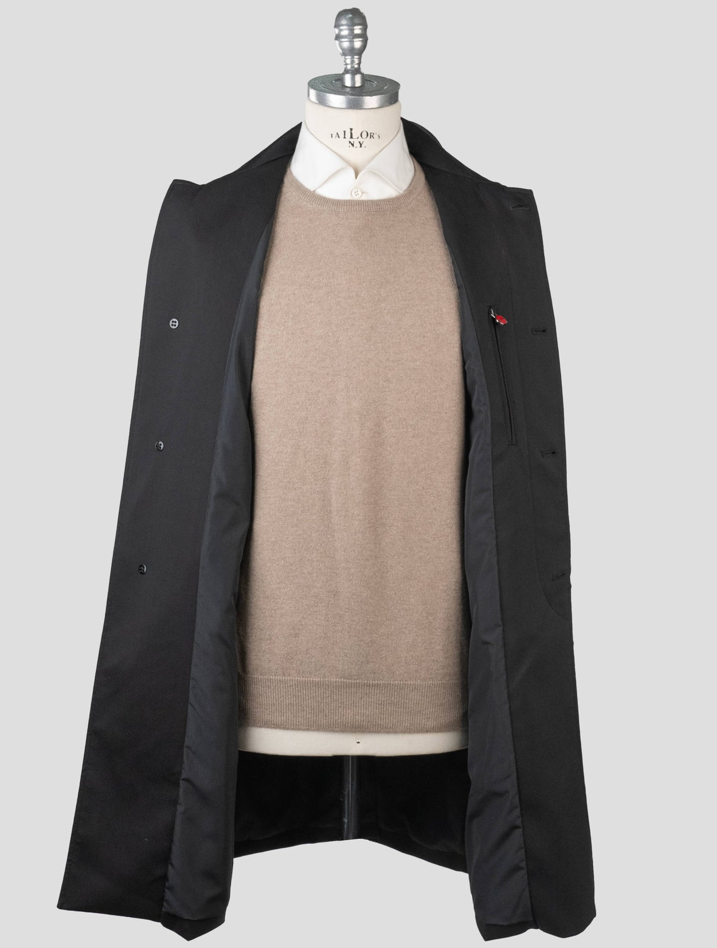 Kiton Black Virgin Wool Pa Ea Overcoat