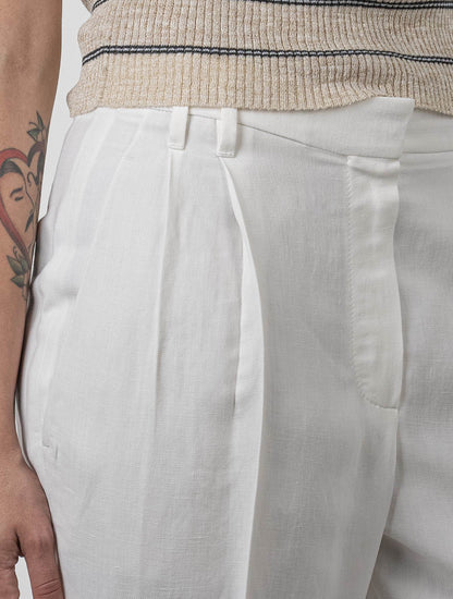 Brunello Cucinelli White Viscose Linen Pants