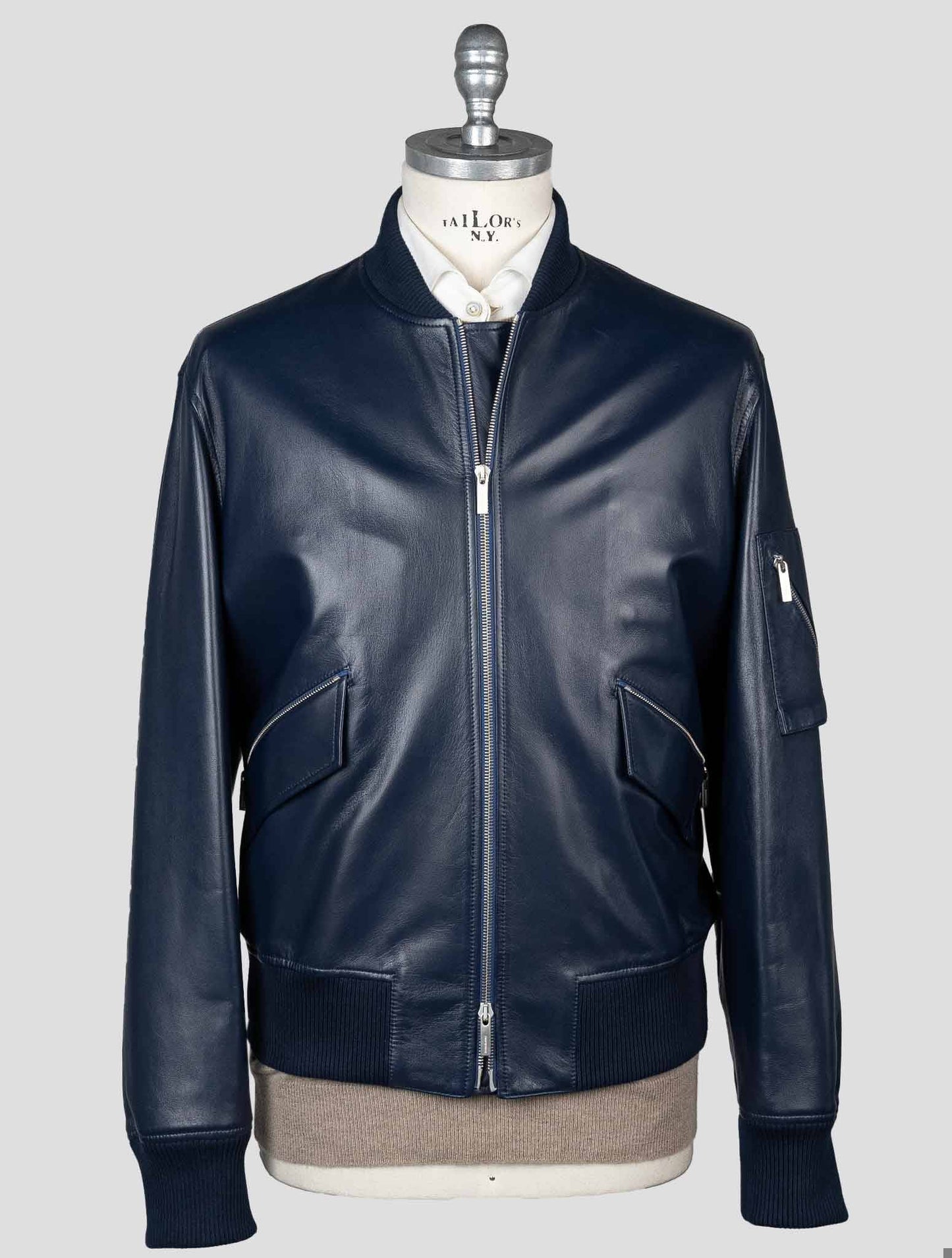 Ferragamo Blue Leather Coat