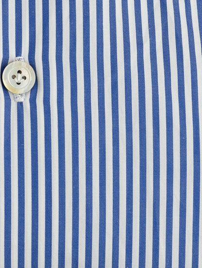 Camisa de algodón blanco azul Kiton