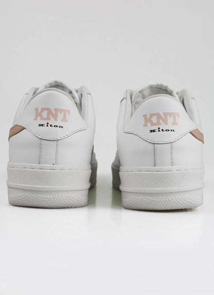 KNT Kiton حذاء رياضي جلدي أبيض وردي
