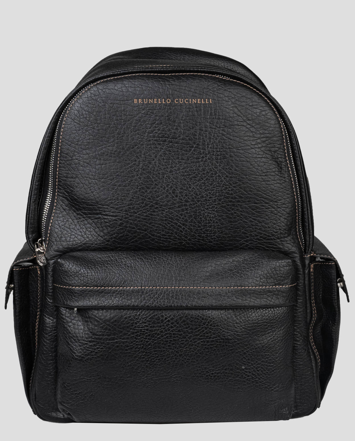 Brunello Cucinelli Rucksack aus schwarzem Leder