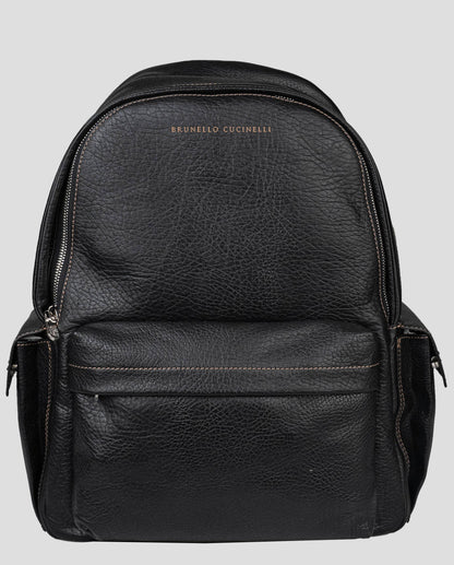 Brunello Cucinelli Black Leather Backpack