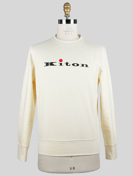 Kiton Jersey de algodón beige con cuello redondo